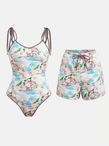 Swim Oasis 26SS 春夏度假風 魚圖案波希米亞風 分體式泳衣短褲兩件套 - 彩色 - 查看 11