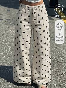 青少年女孩波點休閒百搭日常穿著牛仔褲 - 彩色 - 查看 3