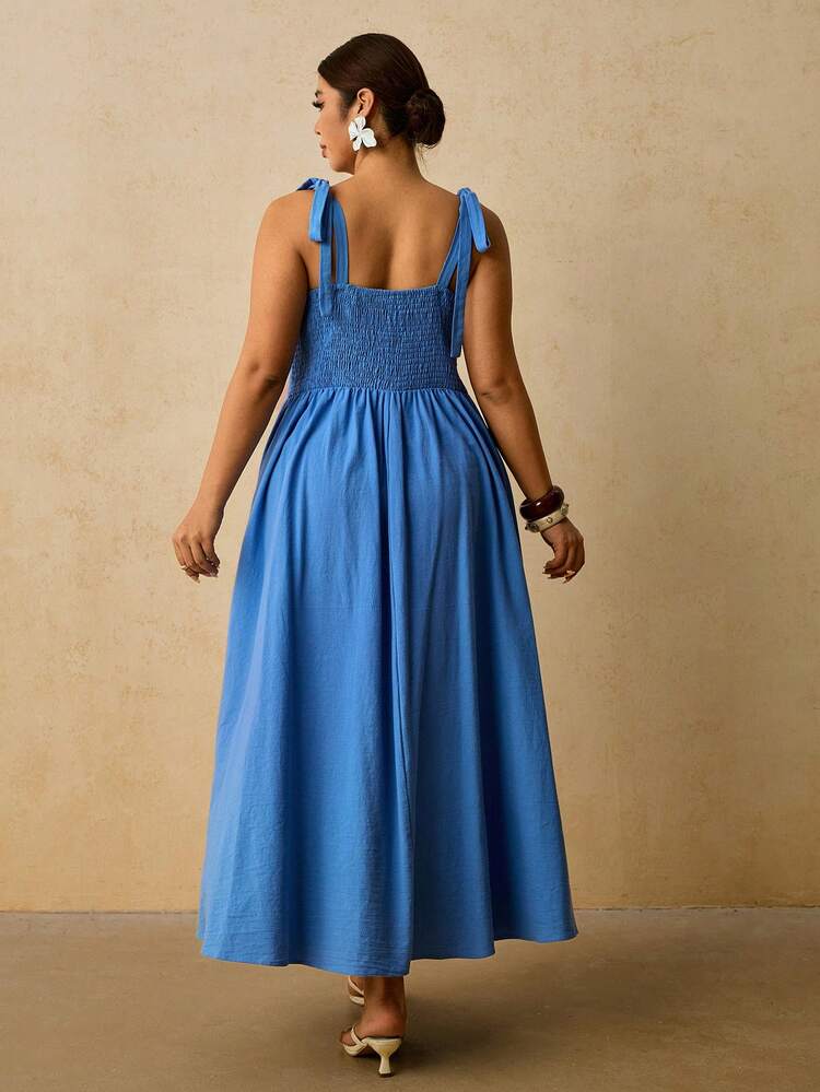 Travachic Plus Size Women's Vintage Vacation Casual Bohemian Style Dress - Blue - View 2