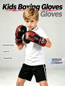1 Pair Of Children -21*15cm/8.27*5.91in Full Set Of 6oz Boxing Gloves Are Suitable For Men And Women, Padded Gloves Are Used For Sandbag Training, Suitable For Taekwondo, Muay Thai, MMA And Other Sports,  Not Suitable For Synthetic People To Wear. - Multicolor - View 2