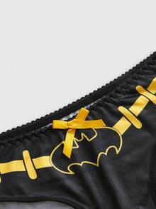 Batman X ROMWE Underwire Bra And Triangle Panty Lingerie Set For Women - Black - View 3