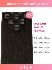 7PCS Straight Clip In Hair Extensions 100% Real Human Hair 14-24 Inch 115G Double Weft Invisible Clip Hair Extensions Remy Natural Human Hair For Women Girls Daily Use - S2 - View 3