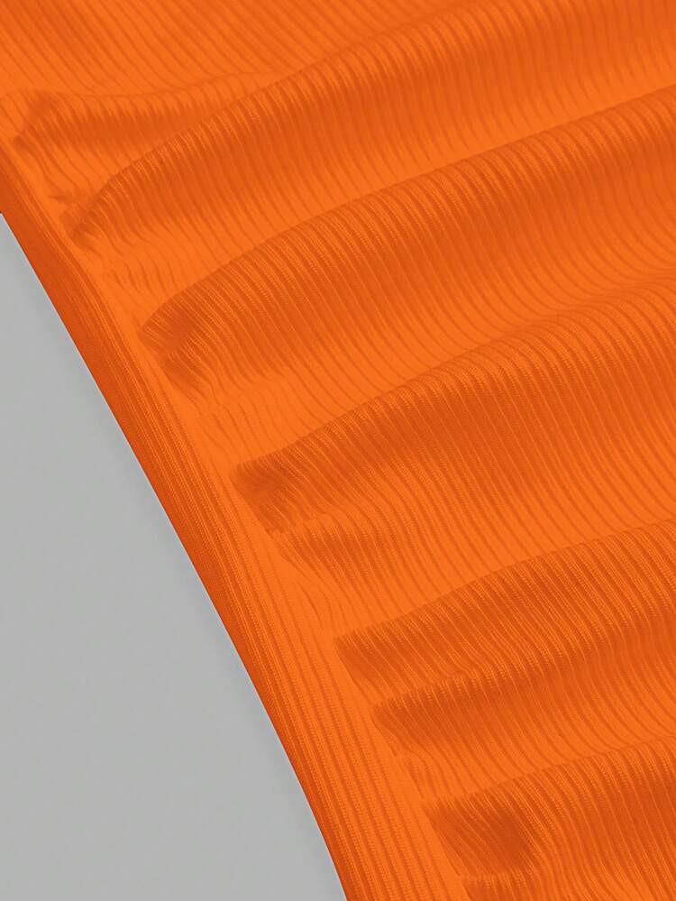 Slaydiva 2026 Spring/Summer New Arrival Casual Basic Versatile Solid White Ribbed V-Neck Racerback Ga - Orange - View 5