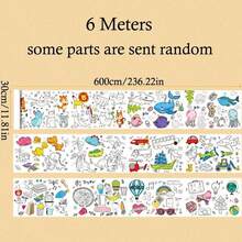 1pc 3/6/12 Meters Doodle Painting Roll, Painting Paper Roll DIY Painting Painting Color Filling, Develop Imagination Painting Tools(Some Parts Are Sent Random) - Multicolor - View 16
