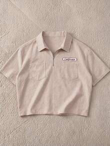 FRESIVO 男士條紋字母圖案短袖口袋休閒 Polo 衫 - 彩色 - 查看 6
