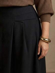 MOTF PREMIUM PLUS SIZE WOMEN'S ELEGANT COMFORTABLE STRAIGHT LEG PANTS FALL - Black - View 2