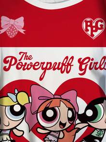 THE POWERPUFF GIRLS X SHEIN 大尺碼女款卡通印花休閒日常短袖T恤 - 白色 - 查看 4