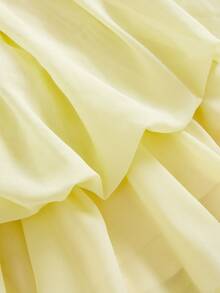 SHEIN Girlism Teen Girl Teen Girls Partywear Spring Summer New Elegant Light Yellow Chiffon Spaghetti Strap Spaghetti Strap Tie Bow Short Mini Dress, Summer Tropical Flowy Doll Dress, Summer Dress, Graduation Party - Yellow - View 8