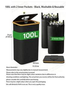 100-Liter Capacity With Lid Recycling Trash Can - 29-Gallon Kitchen Trash Can, Equipped With 1 Detachable And Reusable Inner Bag, Suitable For Bottles, Cans, Plastics And Glass. Multi-Purpose Garbage Classification Trash Can, Suitable For Families - Multicolor - View 14