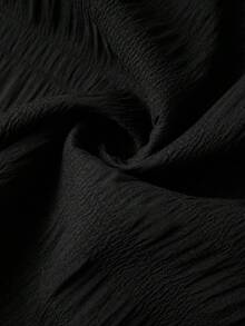 SHEIN Essnce 大尺碼女款純色打結寬腿休閒寬鬆短褲 黑色 - 黑色 - 查看 6
