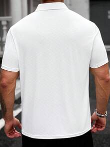 Manfinity CasualCool 男士純色短袖休閒通勤 Polo 衫 - 白色 - 查看 2