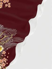 ROMWE Avant 大尺碼女款花卉龍圖案休閒復古日常春季細肩帶洋裝 生日度假酒紅色 - 紅色 - 查看 4