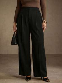 MOTF PREMIUM PLUS SIZE WOMEN'S ELEGANT COMFORTABLE STRAIGHT LEG PANTS FALL - Black - View 7