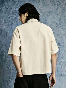 ROMWE MEN Men's Contrast Color Tie Design Casual Daily Wear Shirt - Apricot - View 3