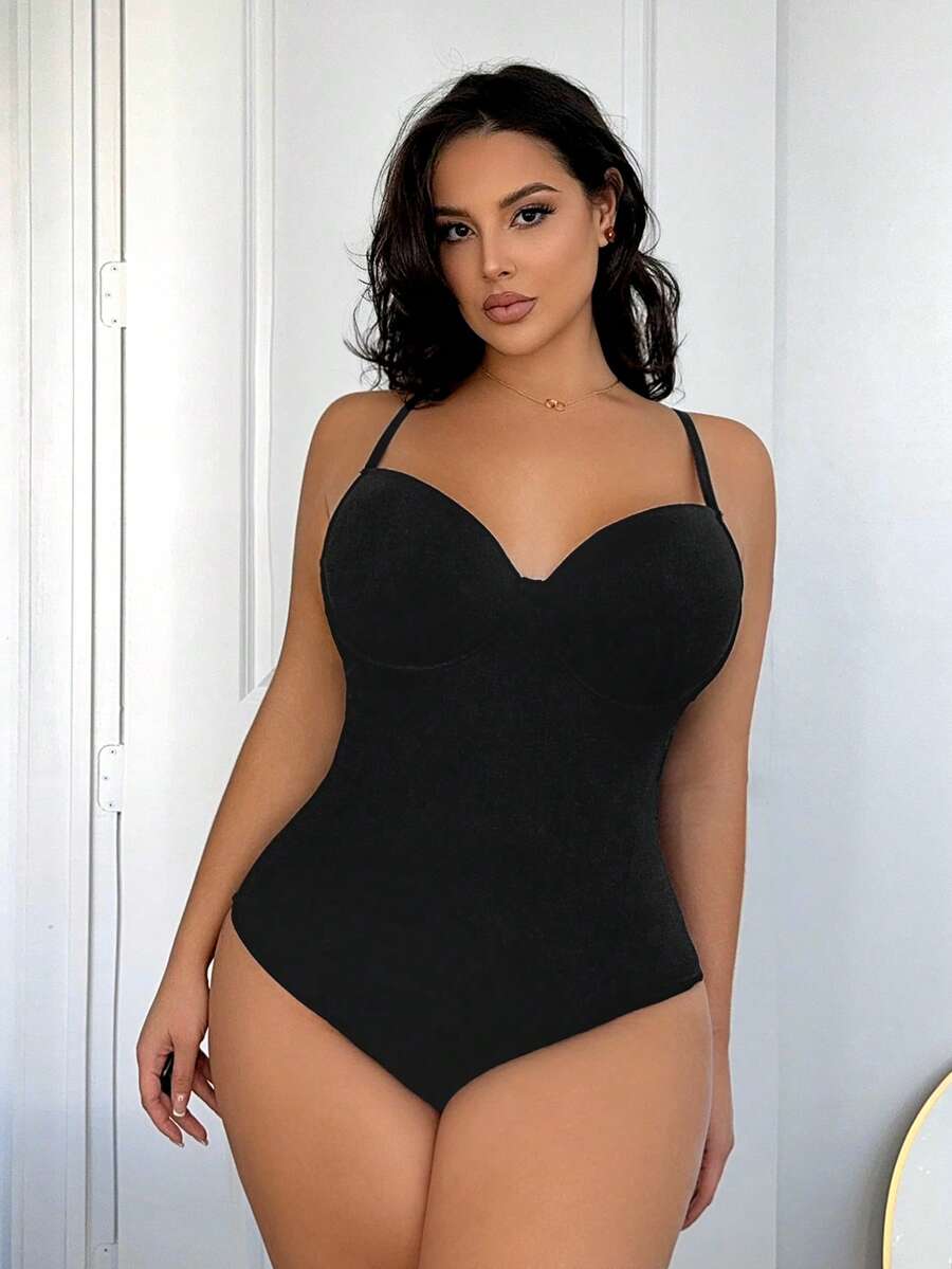 SHEIN SXY 大碼女士純色無袖連身衣
