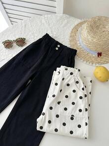 SHEIN LMoss Kids Young Girl 2件組粉色與白色牛仔寬鬆長褲女童款 - 彩色 - 查看 5