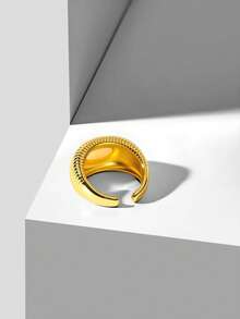 MOTF PREMIUM Anillo de moda exquisito con piedra preciosa rosa chapado en oro de 18K - Amarillo Oro - Ver 4