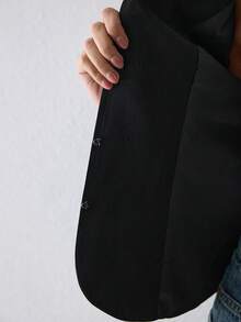 ATUI Studio Chaqueta estilo Napoleón negra para mujer con detalle de botones dorados – Abrigo corto estructurado, esencial para otoño, oficina, negocios casual elegante - Negro - Ver 7