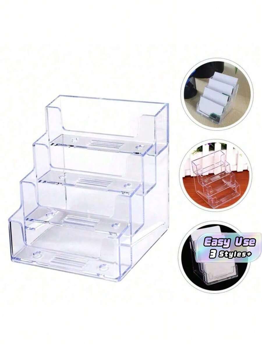 Plastic Business Card Holders, Transparent Business Card Display Racks, Business Card Cabinets, Sticky Note Cabinets, Office Desk Accessories, Office Supplies, Office Decorations. - transparent - View 1