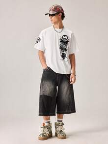 Strevion Summer Men's Casual Streetwear Versatile "BATMAN" IP Series Short Sleeve T-Shirt - White - View 6