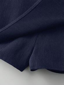 Franclia Women's Solid Color Elegant Office Commute Suit Set - Navy Blue - View 6