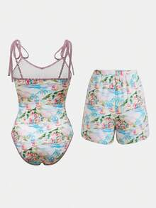 Swim Oasis 26SS 春夏度假風 魚圖案波希米亞風 分體式泳衣短褲兩件套 - 彩色 - 查看 2