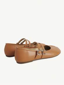 CUCCOO CHICEST Ladies Brown Strip With Toe Cap Flat Sole Single Shoe - Brown - View 4