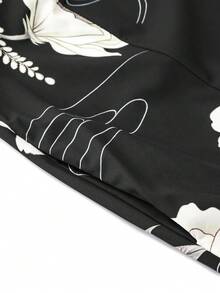 Irokai 日式傳統夏季女款兩件式和服浴衣 花卉印花（不含腰帶） - 黑色 - 查看 7