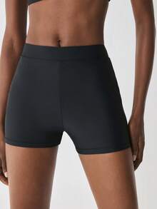 YARNWELL Women's Black Square Cut Swim Shorts - Black - View 8