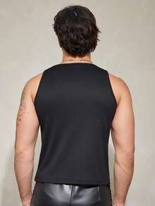 FeverCity Top casual versátil de unicolor para uso diario y salidas de hombres - Negro - Ver 2
