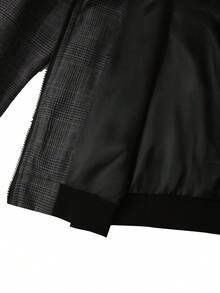 Manfinity Homme 男士千鳥格深色成熟休閒通勤居家舒適拉鍊夾克外套 - 棕色 - 查看 3