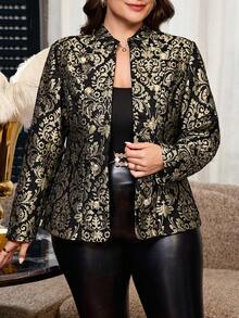 Reflora 大尺碼女款全印花休閒優雅正式百搭日常穿著長袖夾克晚宴婚禮賓客黑色秋季 - 彩色 - 查看 3
