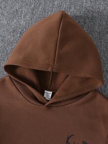 SHEIN 6件組兒童青少年男孩休閒秋冬拼色印花連帽衫與長褲套裝，中性嬰兒冬裝，基礎多件式套裝 - 彩色 - 查看 4