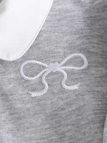 女童灰色蝴蝶結刺繡領運動衫 - 藏蓝色 - 查看 6