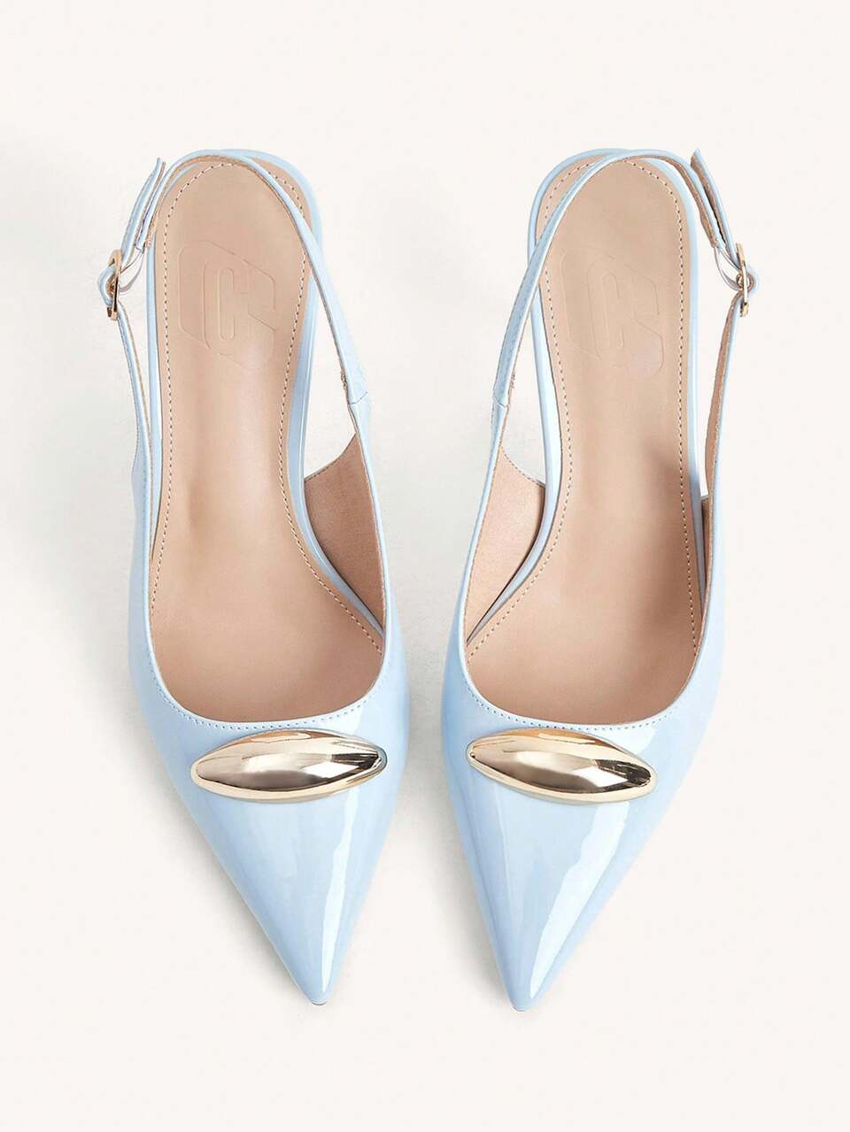 CUCCOO CHICEST Women Shoes Spring And Summer New Light Blue Pointed Metal Buckle Strap Stiletto Sandals, Elegant Commuter Shoes Fall Shoes