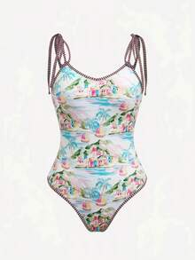 Swim Oasis 26SS 春夏度假風 魚圖案波希米亞風 分體式泳衣短褲兩件套 - 彩色 - 查看 6