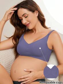 Moonlight&Mama 孕婦純色哺乳內衣，適合休閒日常穿著 - 紫羅蘭色 - 查看 4