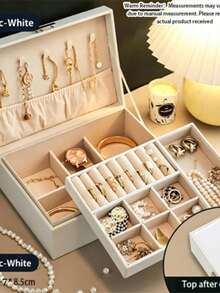1pc Pu Leather Belt Lock 3-Layer Jewelry Box, Jewelry Ring Box, Earring, Necklace Studs, Jewelry Display Case, Transparent Ring Box, Bead Storage Case, Vintage Gift, Travel Jewelry Storage Case, Portable Jewelry Storage Case, Valentine'S Day Gift - Multicolor - View 8