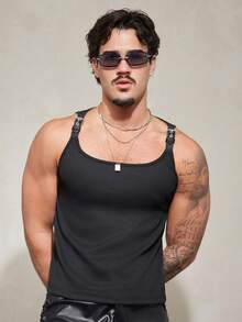 FeverCity Top casual versátil de unicolor para uso diario y salidas de hombres - Negro - Ver 1