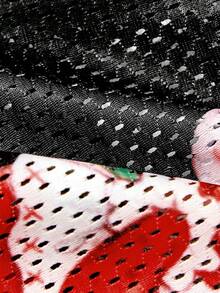 Strawberry Shortcake X SHEIN Sporty Vintage Strawberry Girl Print Mesh Pet Tank Top, Breathable Quick Dry Hollow Fabric, Sizes XXS-XXXXXL For Cats & Dogs, Cool Summer Wear For Sports, Walking & Indoor Use - Black - View 3