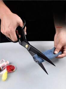 Professional 8/10/12-Inch Heavy-Duty Tailor Scissors - High Carbon Steel, Ergonomic Handle, Suitable For Cutting Artificial Leather And Fabrics - Ideal For Home, Office, And Fashion Designers - black - View 2