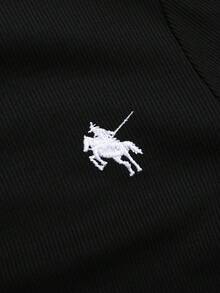 SHEIN 青少年女孩秋季休閒刺繡細節夾克 - 黑色 - 查看 6