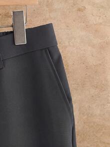 HIMLAND Men's Woven Fitted Casual Long Mid-Waist Straight Leg Dress Pants, Suitable For Spring And Summer - Grey - View 4