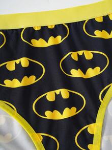 BATMAN X SHEIN 大尺碼女款內衣套裝，含細肩帶背心與三角內褲 - 黑色 - 查看 3