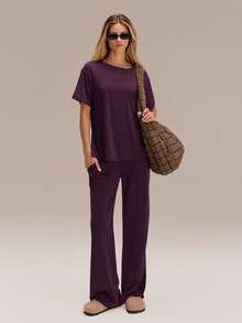 GLOWMODE Camiseta Oversized Modal Everymode Casual Diaria Camisa de Compresión - Bold Plum - Ver 6