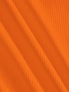 Slaydiva 2026 Primavera/Verano Nueva Llegada Casual Básico Versátil Blanco Liso Acanalado Cuello en V Espalda de Corredor Ga - Naranja - Ver 6