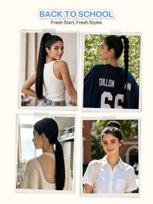 Ponytails Extensions Human Hair Jet Black Remy Hair Extensions Invisible Wrap Around Ponytail Real Human Hair For Women Daily Work - S1 - View 4