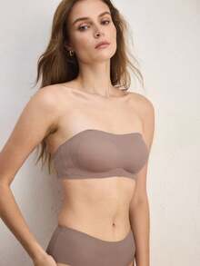 Ocili Women's Solid Color Seamless Bandeau Bra - Mocha Brown - View 7