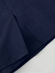Franclia Women's Solid Color Elegant Office Commute Suit Set - Navy Blue - View 8