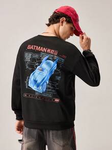 Strevion BATMAN Sweatshirt Lengan Panjang Leher Bulat Kasual Pria dengan Gambar Mobil , Cocok untuk Musim Semi dan Gugur - Hitam - View 1
